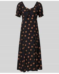 Apricot - Midikleid aus Viskose mit Puffärmeln - Lyst