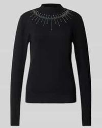Apricot - Gebreide Pullover Van Viscosemix Met Siersteentjes - Lyst