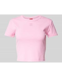 HUGO - Cropped T-Shirt mit Label-Print - Lyst