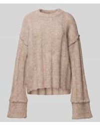 Pieces - Loose Fit Gebreide Pullover Met Wol En Details Op De Zomen - Lyst