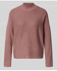Comma, - Gebreide Pullover Van Viscosemix Met Opstaande Kraag - Lyst