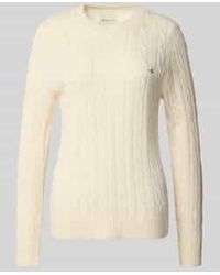 GANT - Gebreide Pullover Met Kabelpatroon En Labelstitching - Lyst