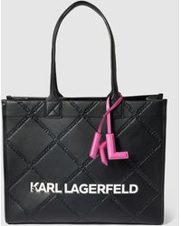 Karl Lagerfeld Shopper Met Labeldetail, Model 'skuare' - Zwart