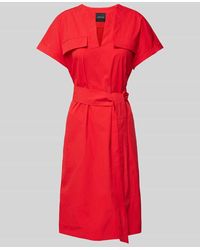 Marc Cain - Knielanges Kleid mit Bindegürtel - Lyst