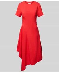 S.oliver - Getailleerde Midi-Jurk Met Ruches En Asymmetrische Rok - Lyst