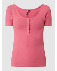 Pieces T-Shirt mit Rippenstruktur Modell 'Kitte' - Pink