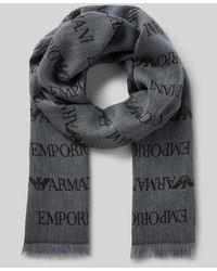Emporio Armani - Schal aus Schurwolle mit Logo-Muster und Fransen - Lyst
