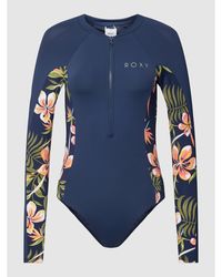 Roxy Badeanzug mit floralem Muster Modell 'INTO THE SUN' - Blau