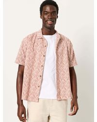 FatFace - Short Sleeve Relaxed Fit Linear Leaf Print Shirt - Lyst