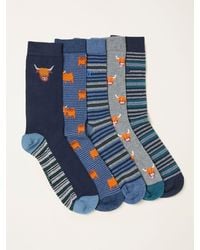 FatFace - Fatface 5 Pairs Of Highland Cow Socks - Lyst