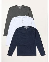 FatFace - Fatface 3 Pack Charcoal Long Sleeve Henley T-Shirt - Lyst