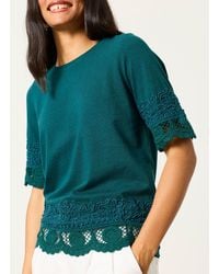 FatFace - Chloe Crochet Detail T-Shirt - Lyst