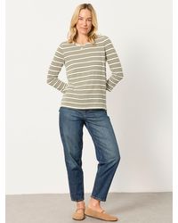 FatFace - Natalie Textured Stripe 3/4 Sleeve T-Shirt - Lyst