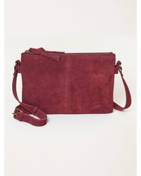 FatFace - Fatface Burgundy Double Compartment Suede Crossbody Bag - Lyst