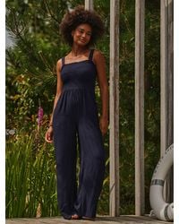 FatFace - Beachwear Shirred Jumpsuit - Lyst