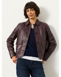 FatFace - Fatface Eliza Plum Leather Jacket - Lyst