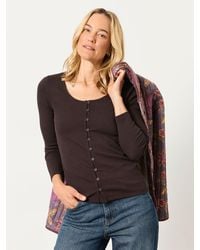 FatFace - Bethan Button Ribbed Long Sleeve Top - Lyst