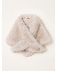 FatFace - Fatface Ivory Faux Fur Triangle Scarf - Lyst