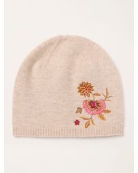FatFace - Fatface Oatmeal Floral Embroidered Beanie - Lyst