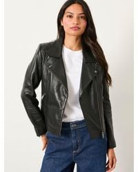FatFace - Bethany Petite Leather Biker Jacket - Lyst