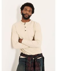 FatFace - Henley Long Sleeve Textured T-Shirt - Lyst