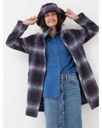 FatFace - Freya Wool Blend Check Coat - Lyst