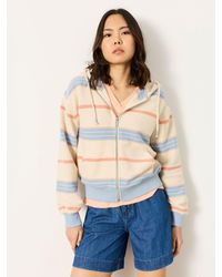 FatFace - Flora Textured Stripe Zip Through Hoodie - Lyst
