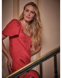 FatFace - Fatface Luna Petite Square Neck Jacquard Midi Dress - Lyst