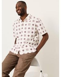 FatFace - Short Sleeve Relaxed Fit Placement Tile Embroidered Shirt - Lyst