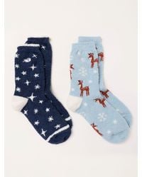 FatFace - Fatface 2 Pairs Of Reindeer Fluffy Socks - Lyst