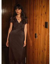 FatFace - Astrid Lace Trim Midi Dress - Lyst