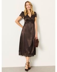 FatFace - Astrid Petite Lace Trim Midi Dress - Lyst