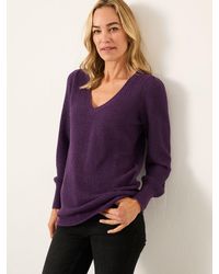 FatFace - Lara Sparkle Knitted V- Neck Tunic Jumper - Lyst