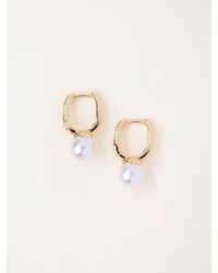 FatFace - Fatface Tone Faux Pearl Hoop Earrings - Lyst
