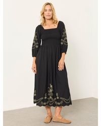 FatFace - Adele Petite Embroidered Midi Dress - Lyst