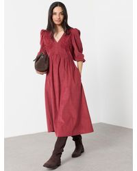 FatFace - Fatface Connie Petite Embroidered Cord Midi Dress - Lyst