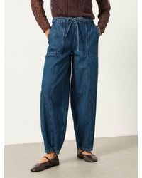 FatFace - Fatface Alev Denim Dark Wash Drawstring Barrel Jeans - Lyst