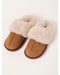 FatFace - Fatface Maia Tan Faux Fur Mule Slippers - Lyst