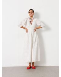 FatFace - Fatface Flo Regular Broderie Midi Dress - Lyst