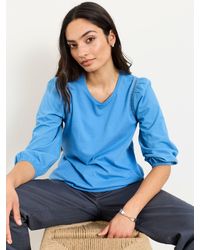 FatFace - Fatface Cassie Woven Jersey Mix Top - Lyst