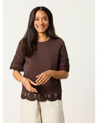 FatFace - Chloe Crochet Detail T-Shirt - Lyst