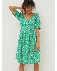 FatFace - Aideen Linen Blend Leaf Dress - Lyst