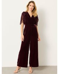 FatFace - Fatface Wine Petite Opal Velvet Jumpsuit - Lyst