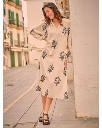FatFace - Fatface Beachwear Coral Embroidered Kaftan Dress - Lyst