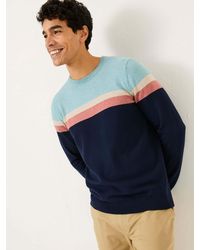 FatFace - Rye Chest Stripe Knitted Crew Neck Jumper - Lyst