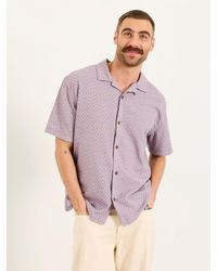 FatFace - Fatface Short Sleeve Relaxed Fit Garment Dye Geo Textured Shirt - Lyst