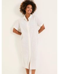 FatFace - 100% Cotton Beachwear Broderie Shirt Dress - Lyst