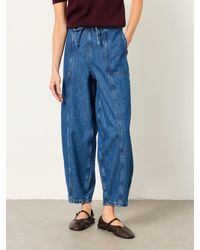 FatFace - Fatface Alev Mid Wash Petite Drawstring Barrel Jeans - Lyst