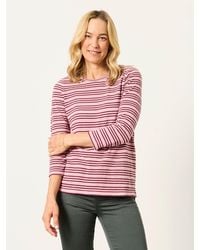 FatFace - Natalie Textured Stripe 3/4 Sleeve T-Shirt - Lyst