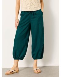 FatFace - Amelia Linen Wide Leg Cuffed Trousers - Lyst
